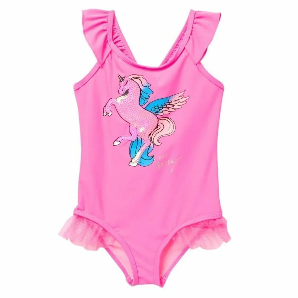 New! Betsey Johnson Toddler Girl Sequin Unicorn One-Piece Swimsuit